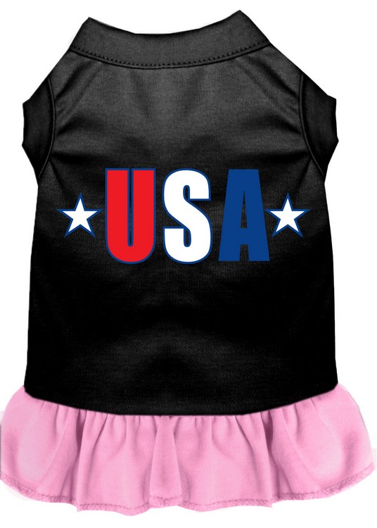 USA Star Screen Print Dress Black with Light Pink XXXL